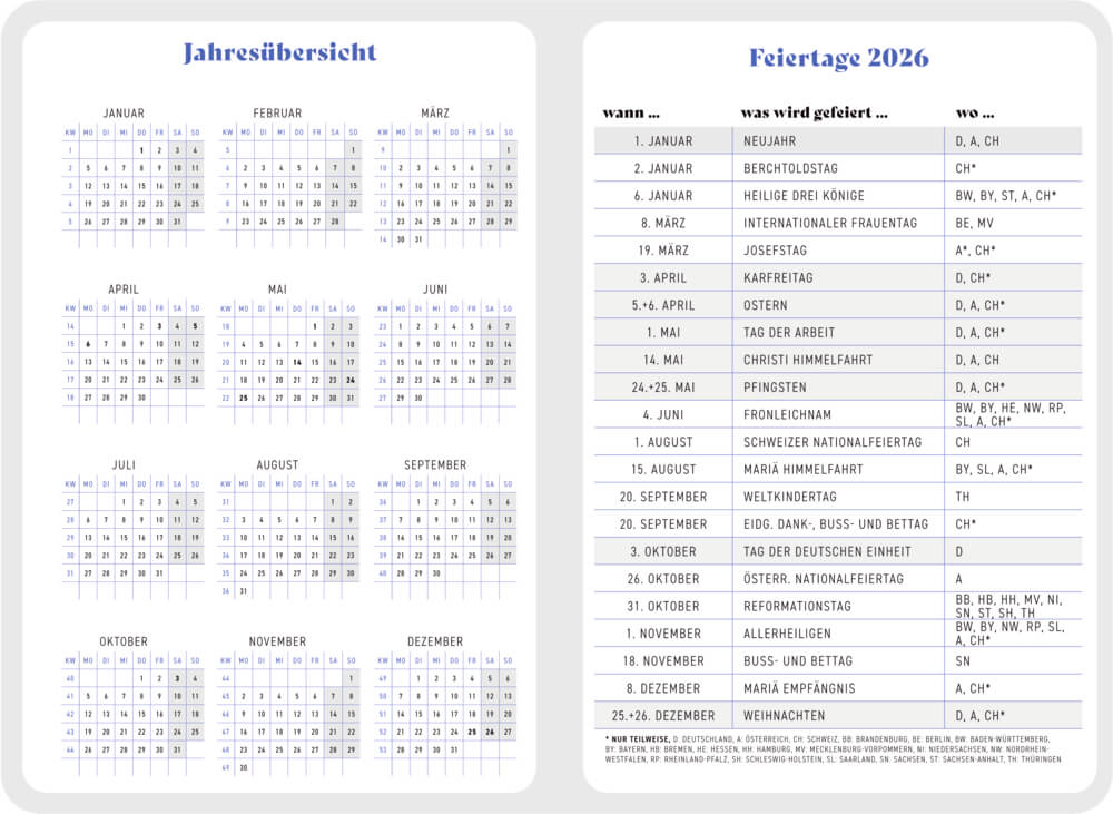Großer Wochenkalender: GlücksKalender 2026 Vögel (B.Behr)