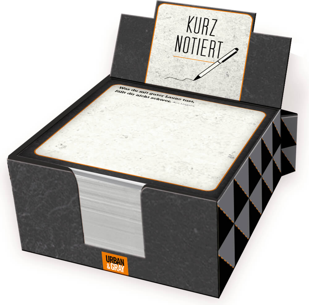 Zettelkästchen "KURZ NOTIERT" Urban&Gray