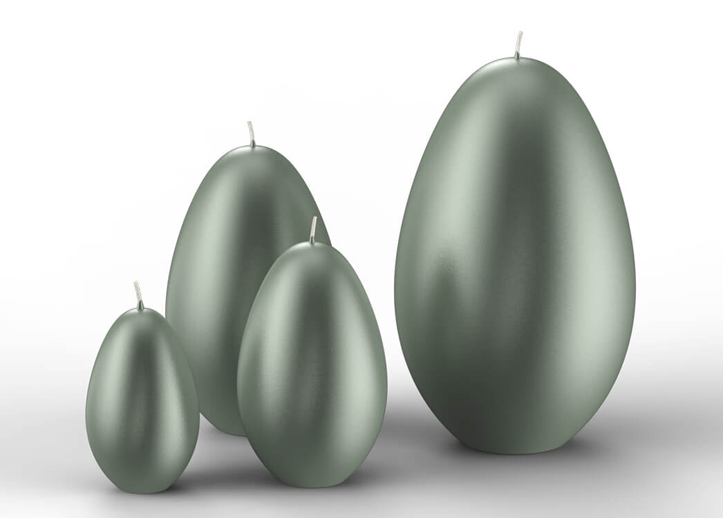 Gelackte Eikerze M Salbei Metallic