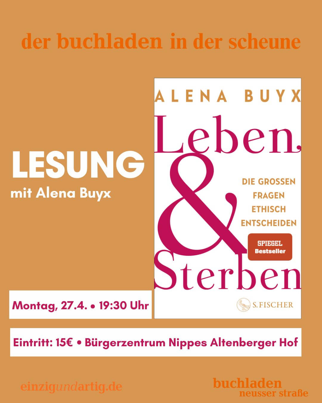 Eintritt Lesung mit Alena Buyx: Leben und Sterben - Die großen Fragen ethisch entscheiden