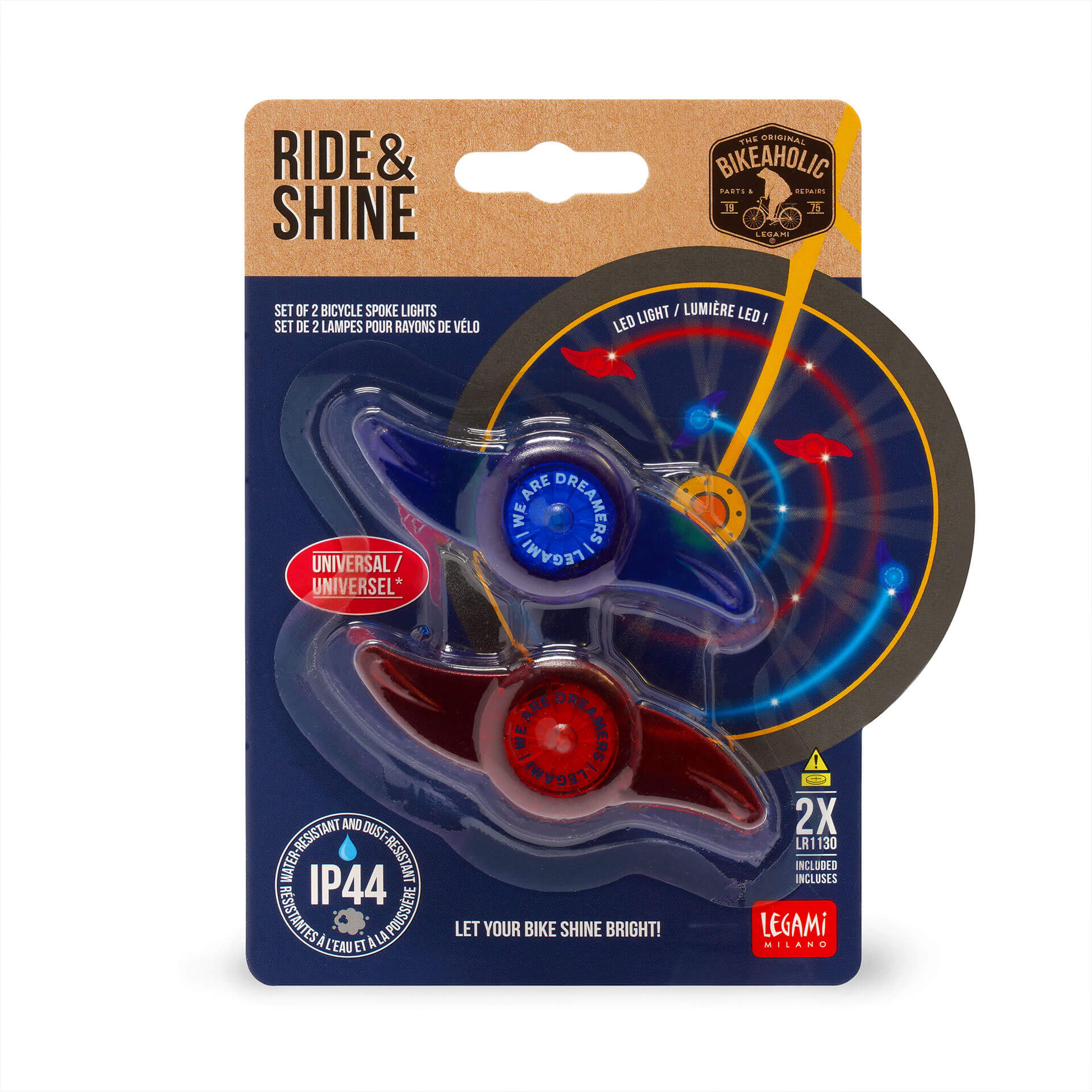 Set mit 2 Lichtern für die Fahrradspeichen - Ride & Shine Weltall