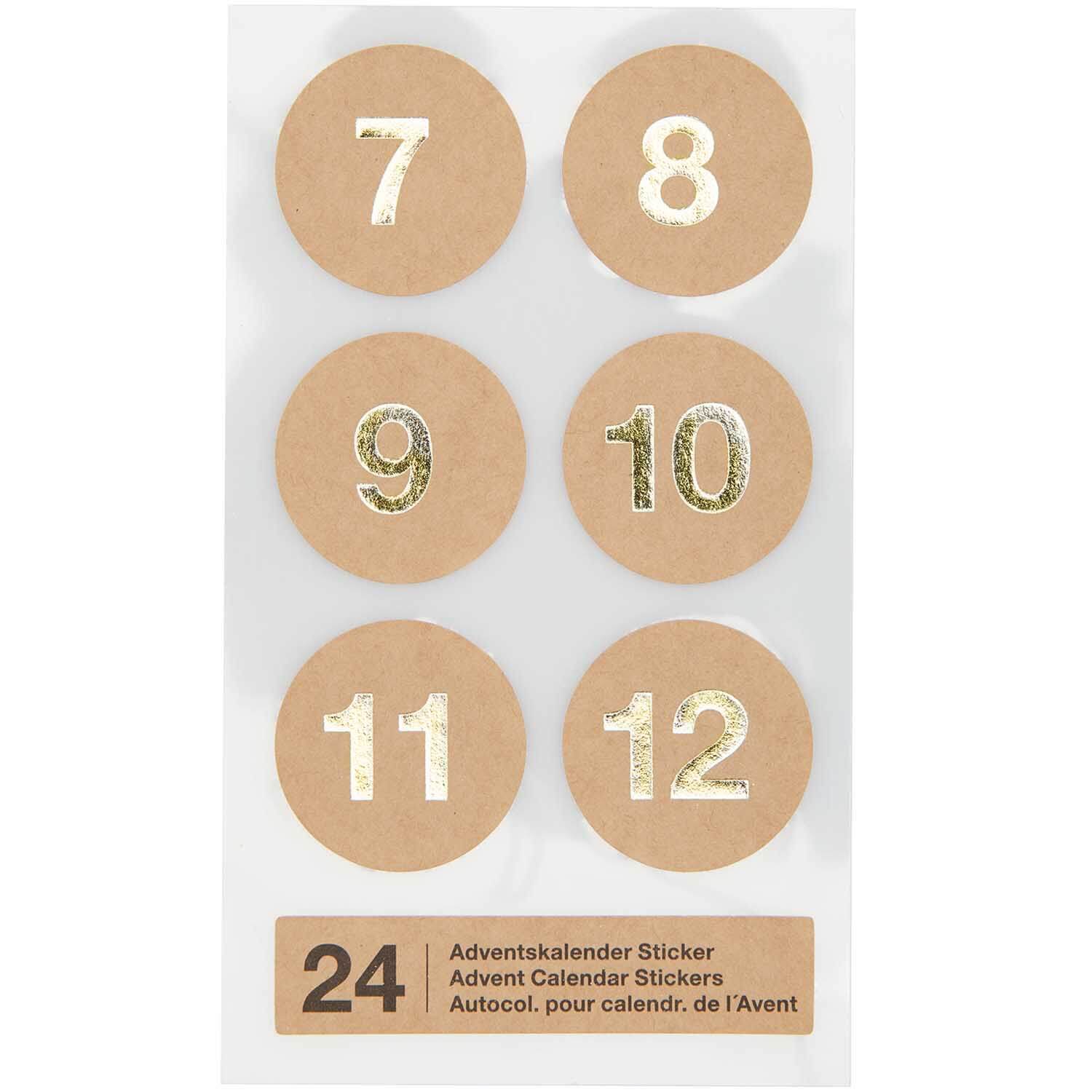 300135_3-1 ADVENTSKALENDER STICKER ZAHLEN 1-24 KRAFTPAPIER PAPER POETRY