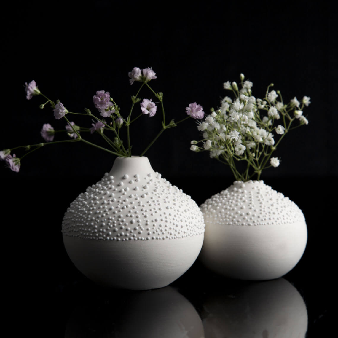 14377_mood ZUHAUSE WEISSE PERLENVASE "DESIGN 2"