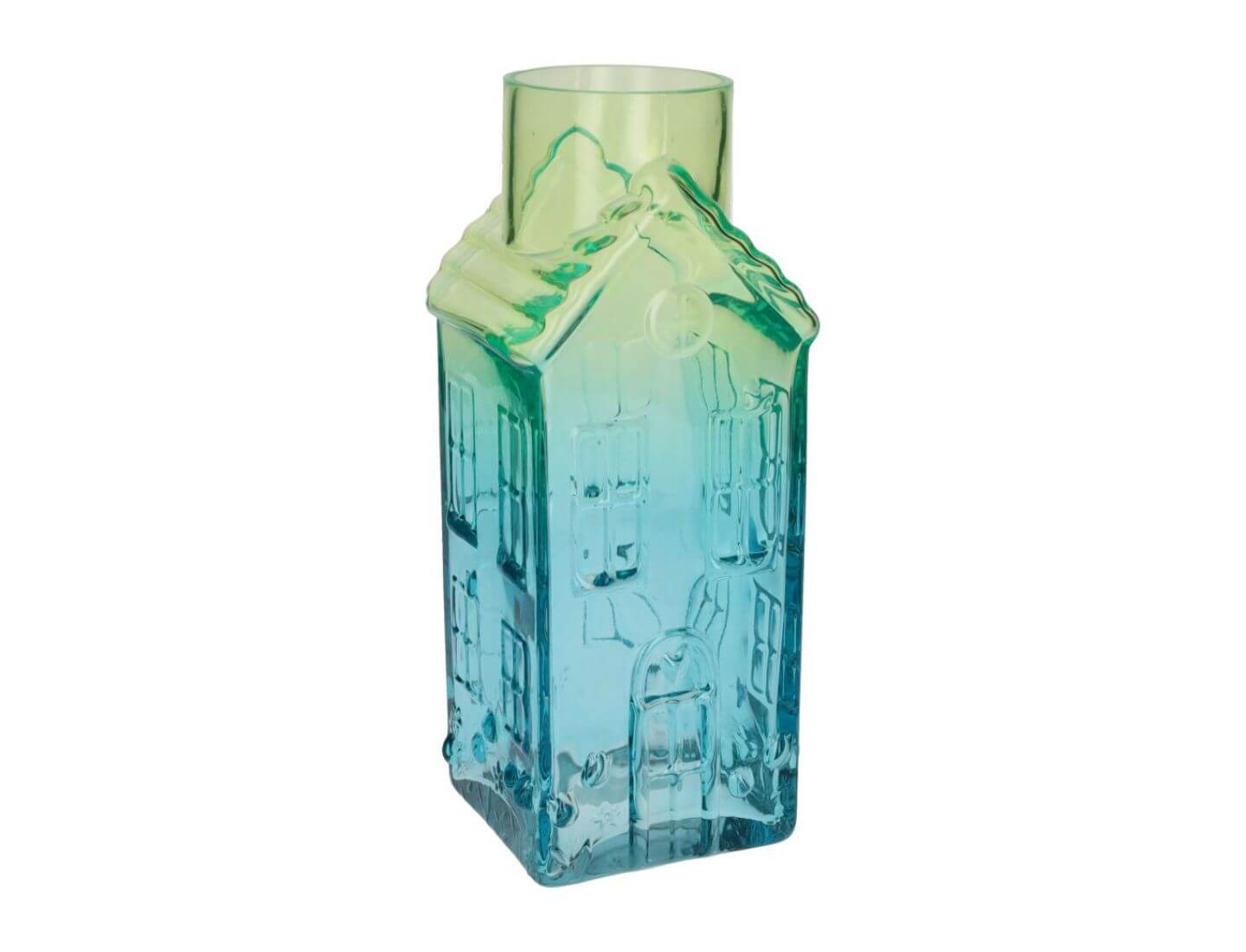 JACQUARD Vase Haus (30cm) - türkis