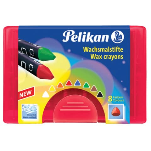 Wachsmalstiftetui 3eckig 8ST rot PELIKAN  wasserfest