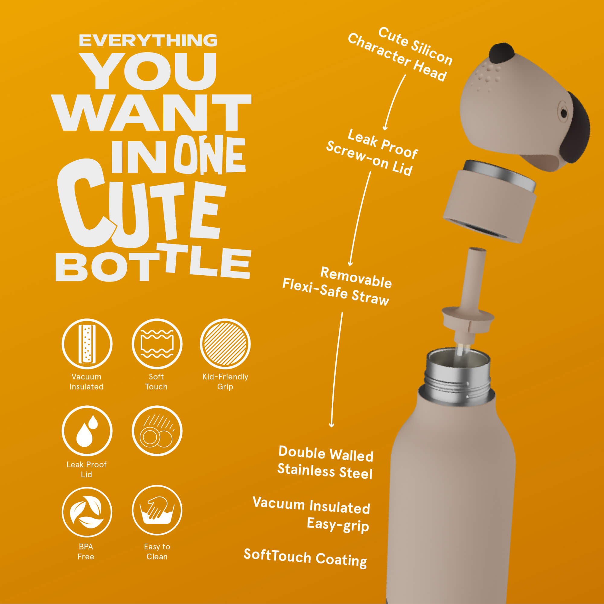 Bestie Trinkflasche Brauner Hund