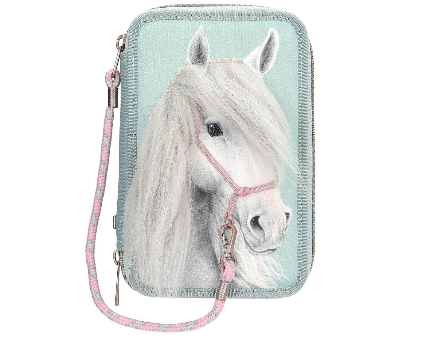 Miss Melody 3 Fach Federtasche mit Pferdekopf Applikation