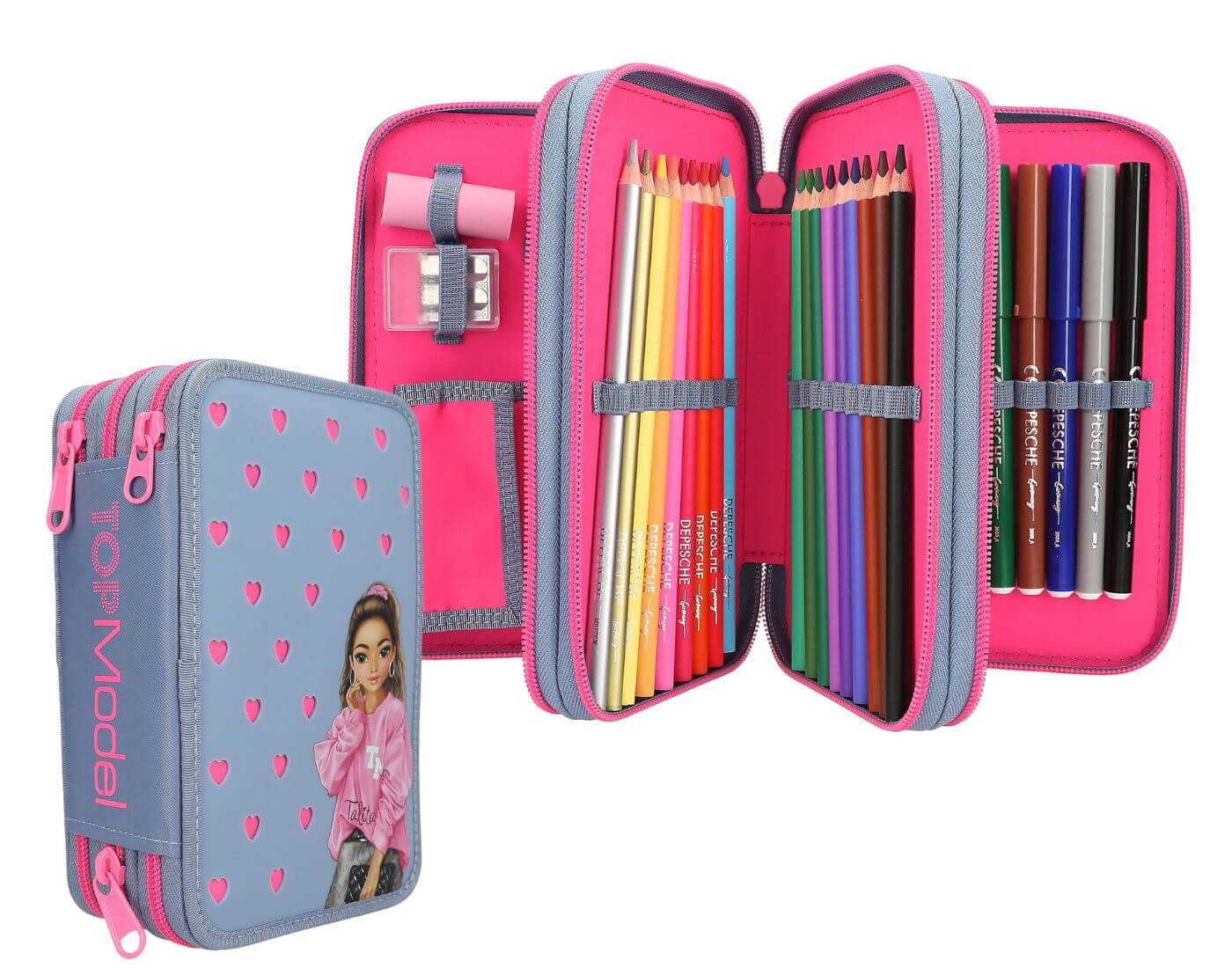 TOPModel 3 Fach Federtasche mit Silikon Pins TOPModel 3 Fach Federtasche mit Silikon Pins