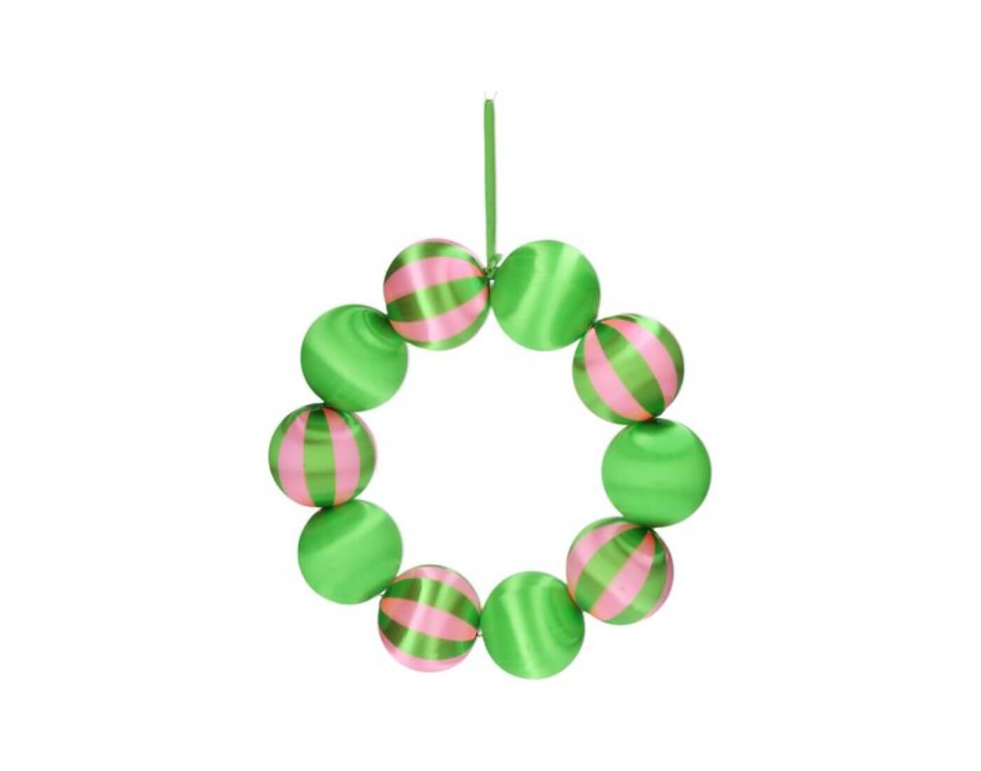 Chinois, Kugelkranz, uni/gestreift, rosa/grün Chinois, Kugelkranz, uni/gestreift, rosa/grün