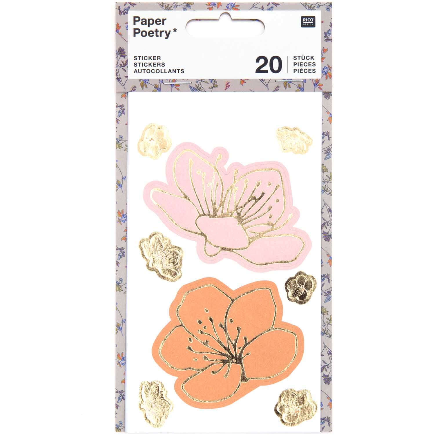 99001-53-22_1-1 Paper Poetry Sticker Blüten 4 Blatt