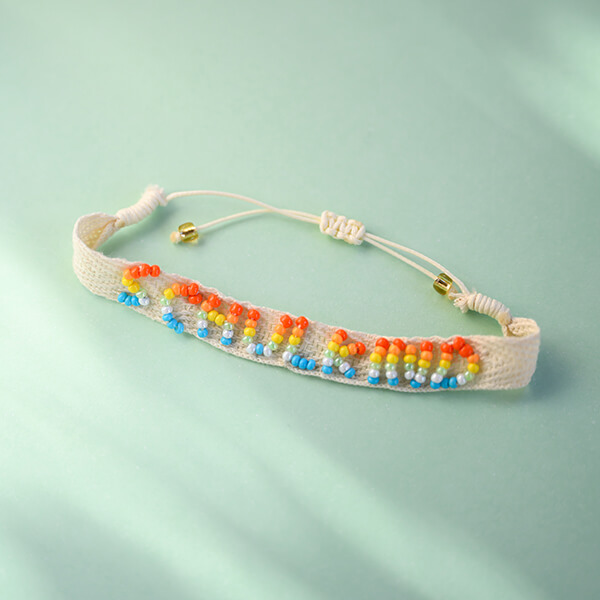 Gewebtes Armband Schulkind neongelb/natur