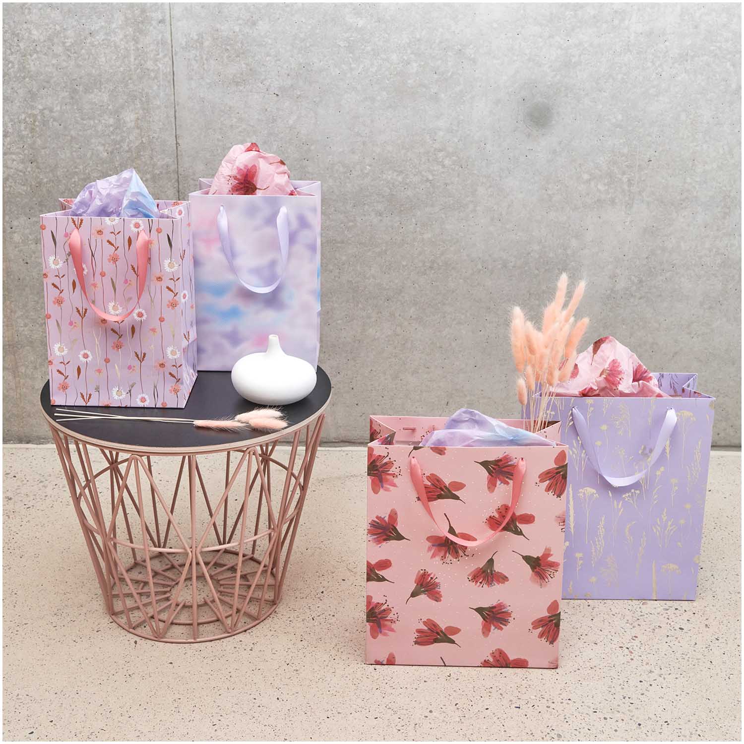 400001_AW_1 Paper Poetry Geschenktüte Blüten rosa 26x32x12cm