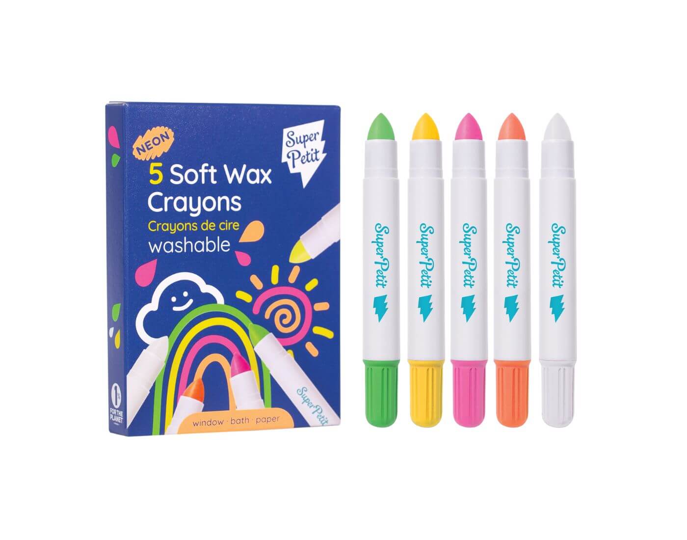 5 weiche Wachsmalstifte - Neon