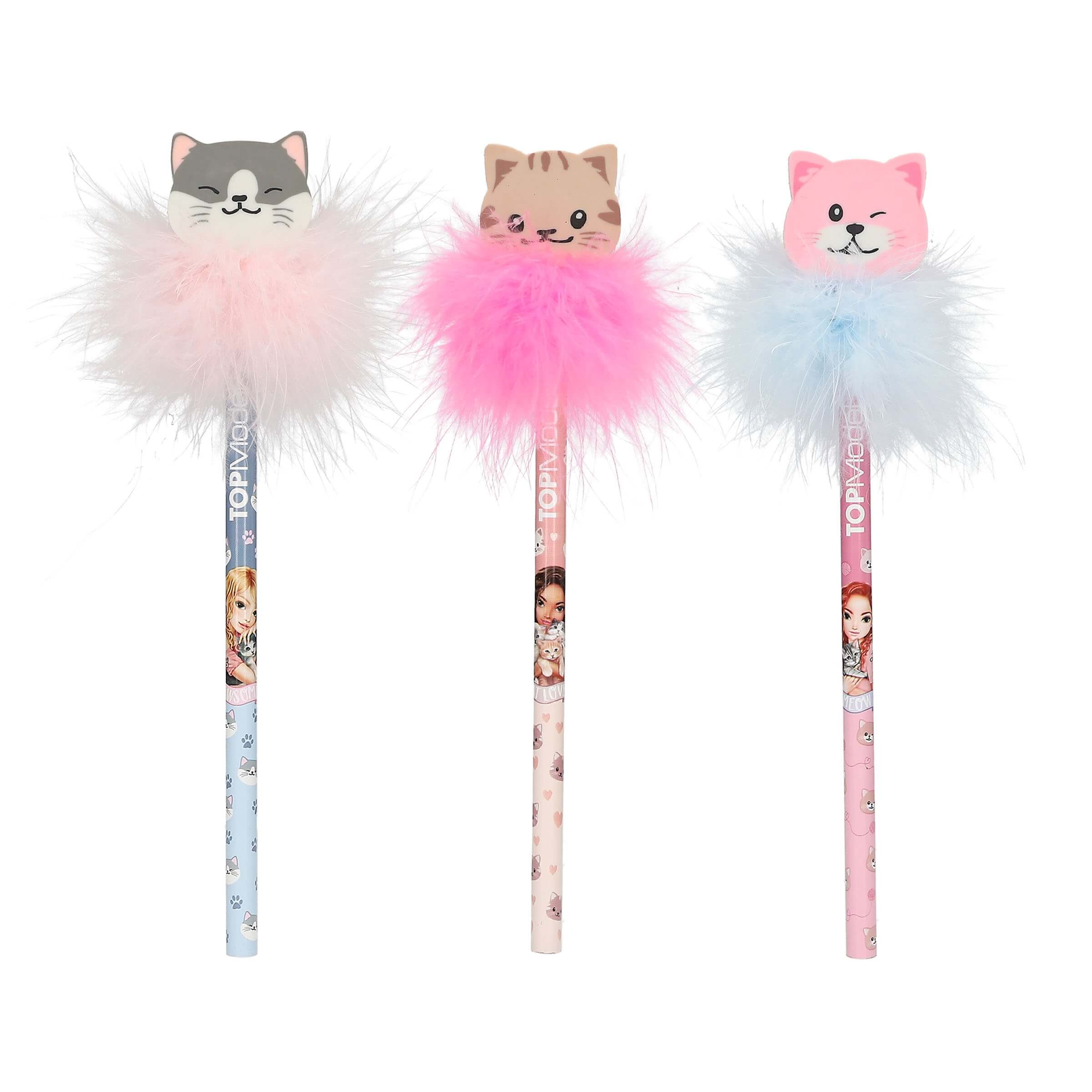 TOPModel Bleistift mit Radier-Topper CAT LOVE (einzeln)