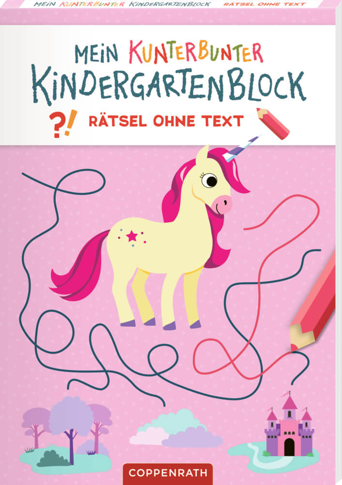 Mein kunterbunter Kindergartenblock: Rätsel ohne Text - Einhörner