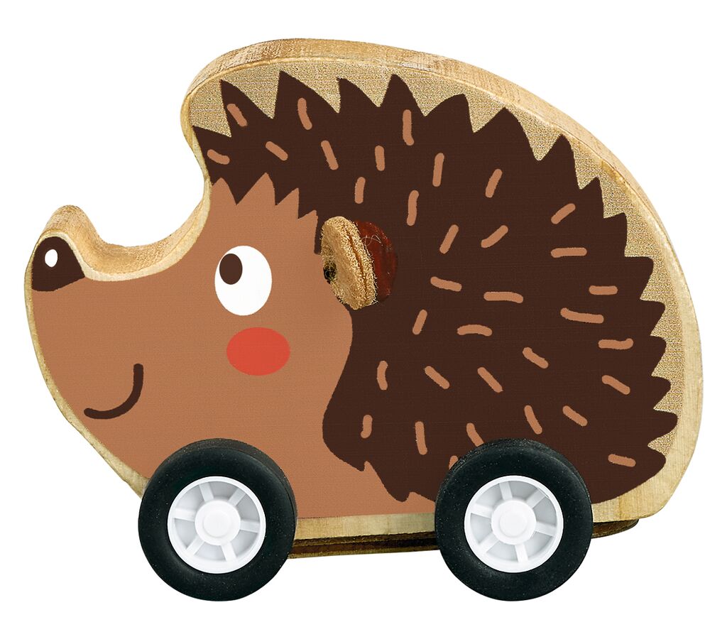 16136_Igel Krabbelkäfer Flinkes Rückziehtier aus Holz (versch. Motive)