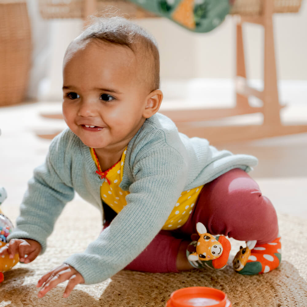 Rasselsöckchen Giraffe - BabyGlück, one size (2-12 Monate)