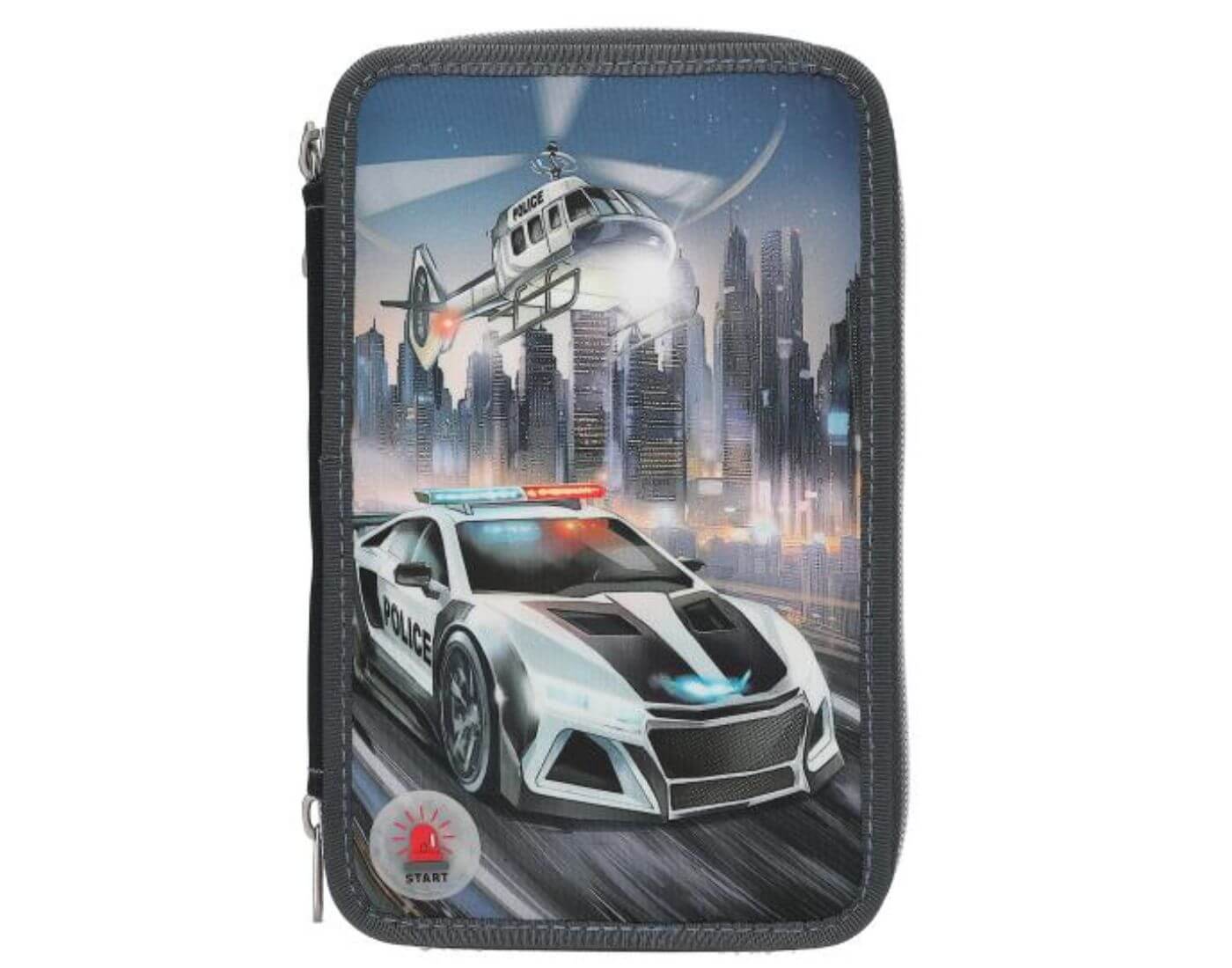 Monster Cars 3 Fach Federtasche LED Polizeiauto Monster Cars 3 Fach Federtasche LED Polizeiauto