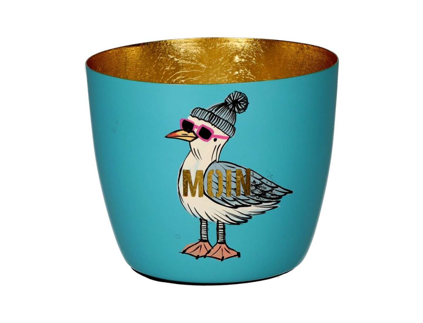 MADRAS Windlicht M, Moin - türkis/ gold