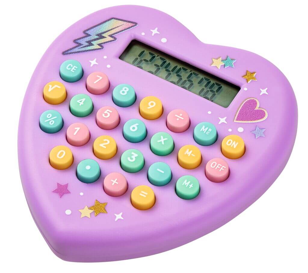 Flowers & Friends Taschenrechner in Herzform (versch. Farben)