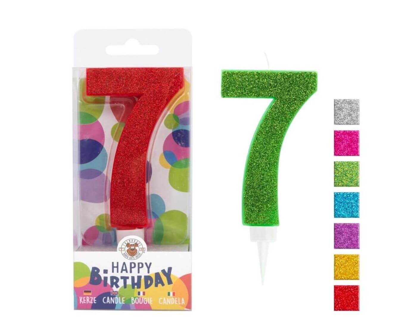 BIRTHDAY FUN Zahlenkerze 7 Glitter Maxi BIRTHDAY FUN Zahlenkerze 7 Glitter Maxi