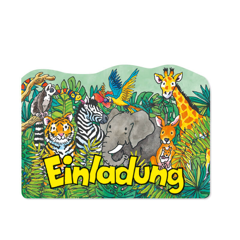 Stanzkarte Einladungs-Set Zootiere