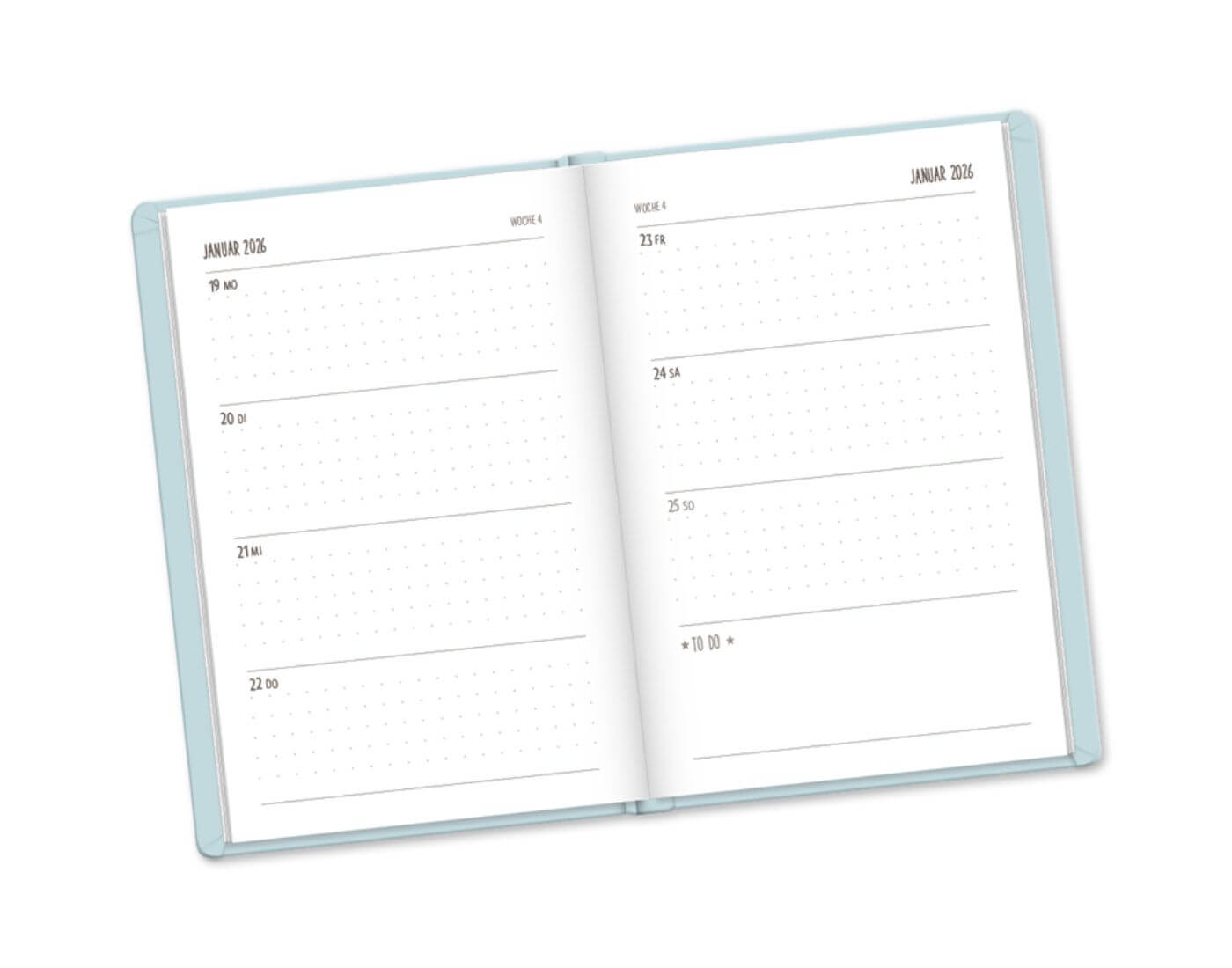 Terminplaner Lederlook 2026 Hellblau Terminplaner Lederlook 2026 Hellblau