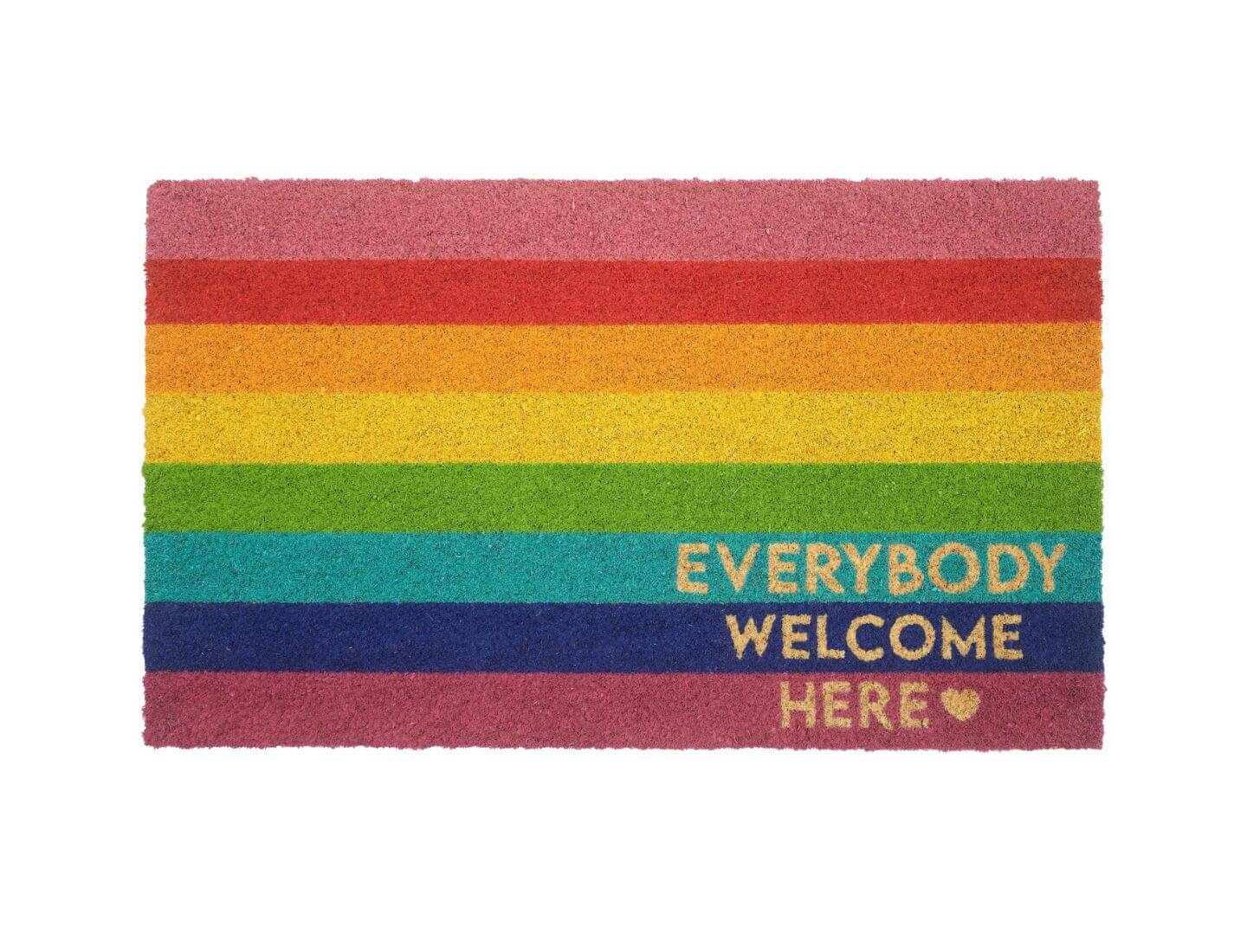 Fußmatte „Everybody Welcome Here“ – Regenbogen