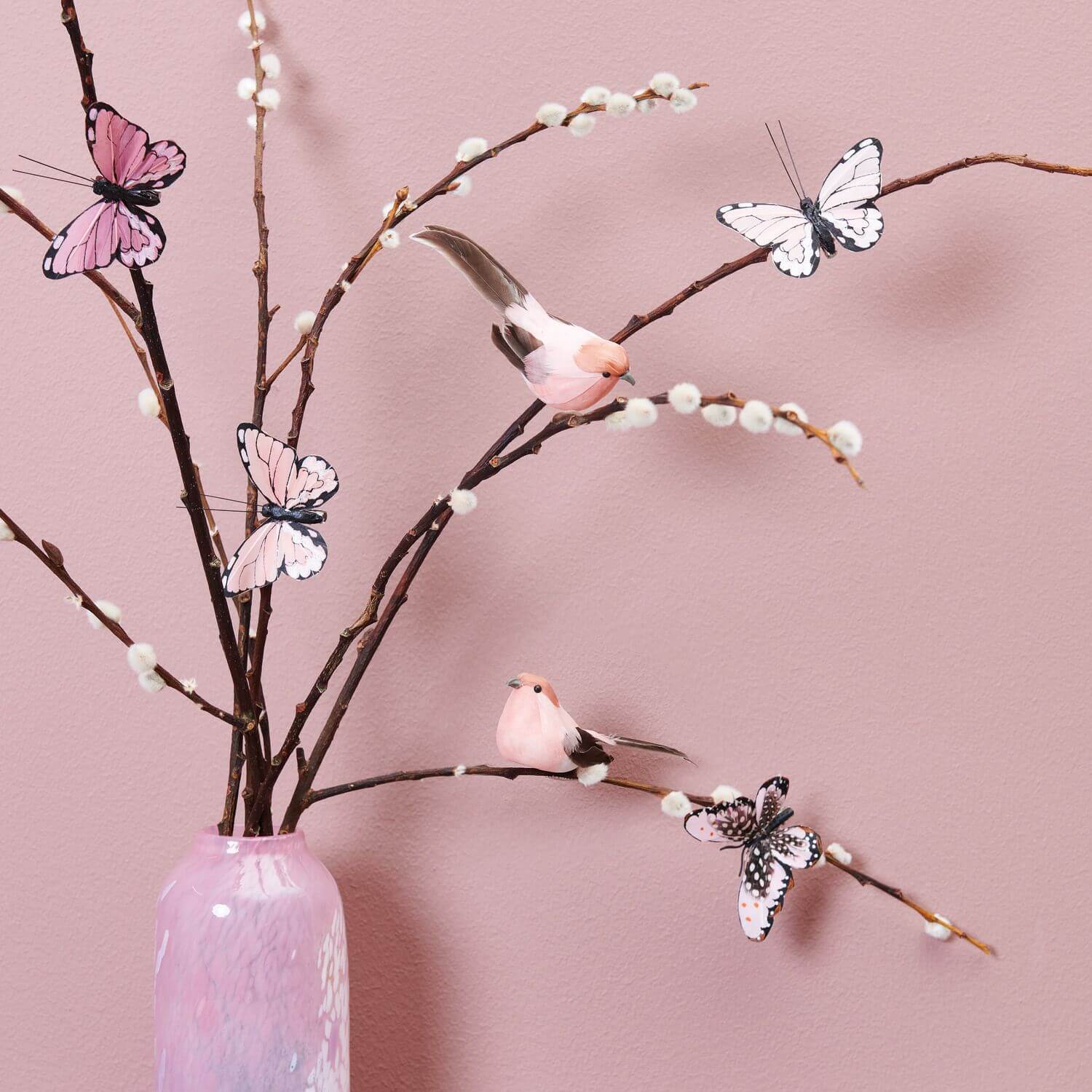 Schmetterlinge-am-Zweig-1 Schmetterling mit Clip Rosa
