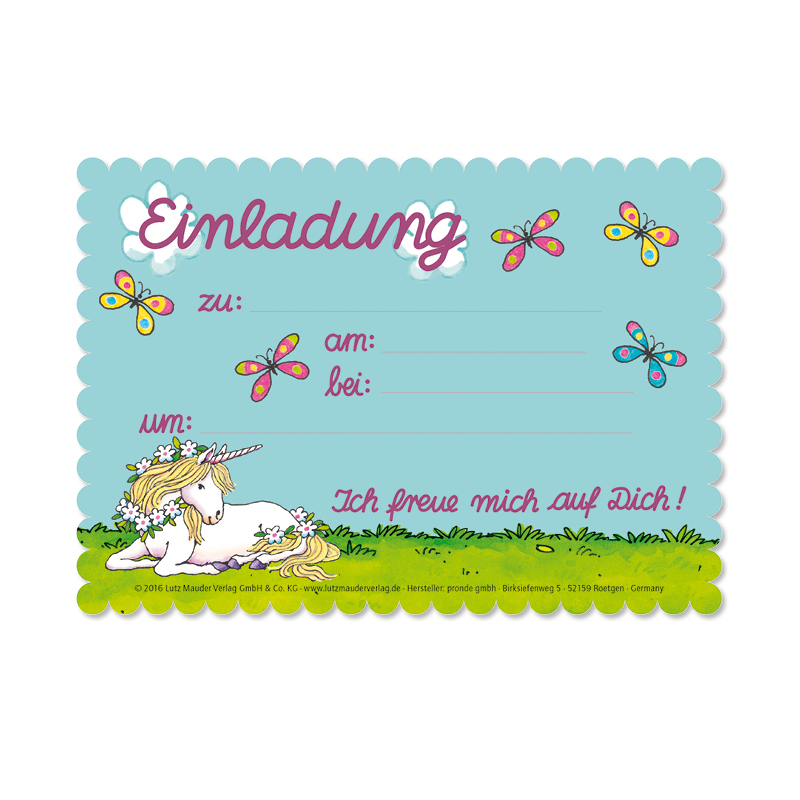 Einhorn Einladungs-Set Stanzkarte