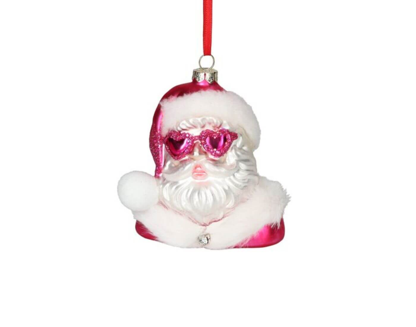 Hänger Santa mit Herzbrille, pink
