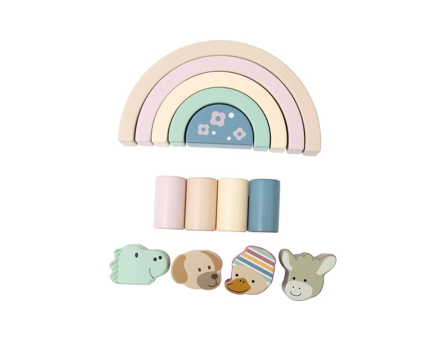 Holzbausteine Regenbogen rosa