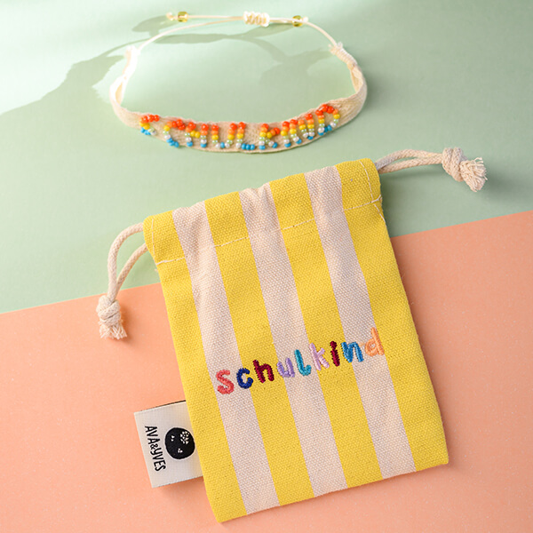 Gewebtes Armband Schulkind neongelb/natur