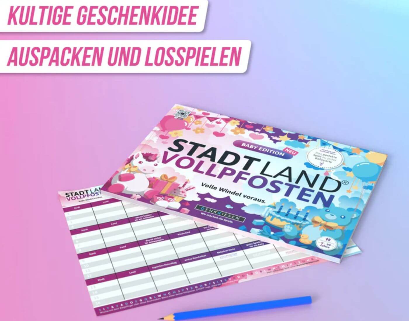 Stadt Land Vollpfosten® Baby Edition – Volle Windel voraus. | A4 Spielblock