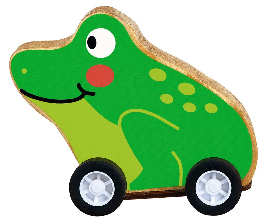 16136_Frosch Krabbelkäfer Flinkes Rückziehtier aus Holz (versch. Motive)