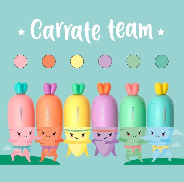 Mini-Textmarker im 6er-Set - Carrate Team