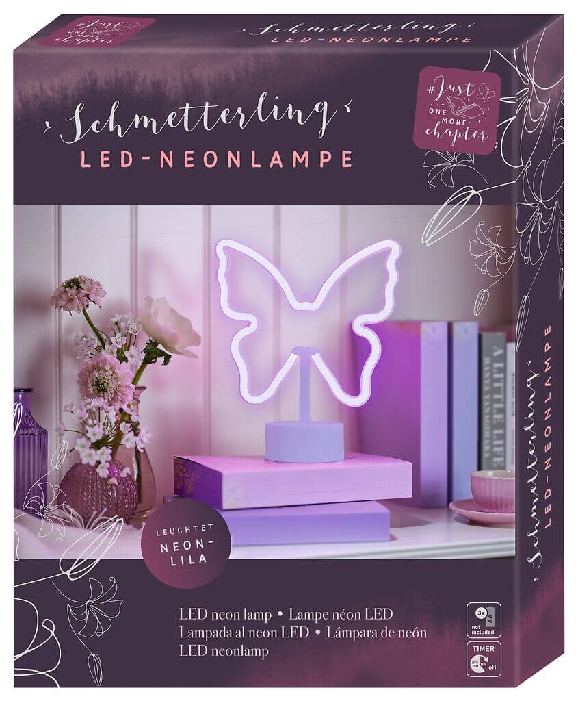 Just One More Chapter LED-Schmetterling Neon