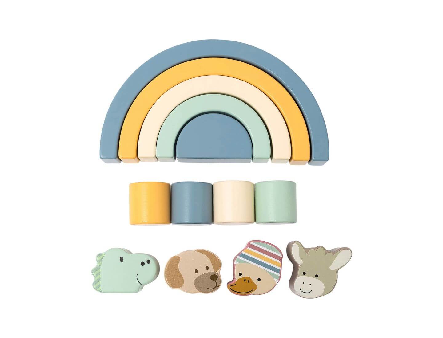 Holzbausteine Regenbogen blau