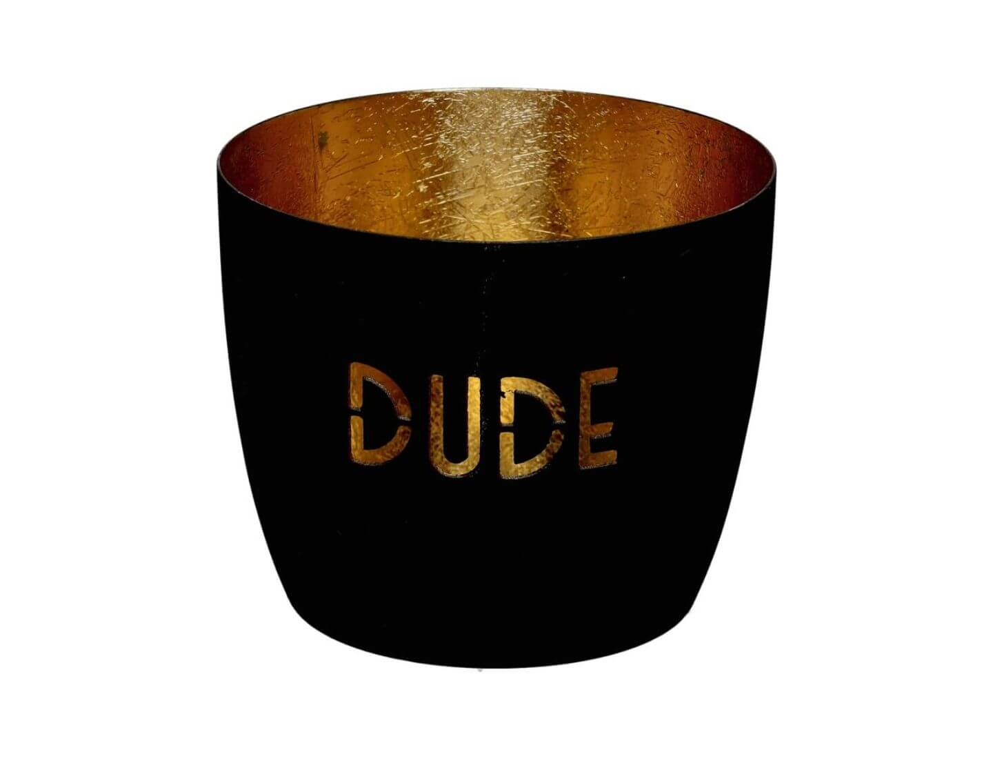 MADRAS Windlicht, M, Dude - schwarz/ gold
