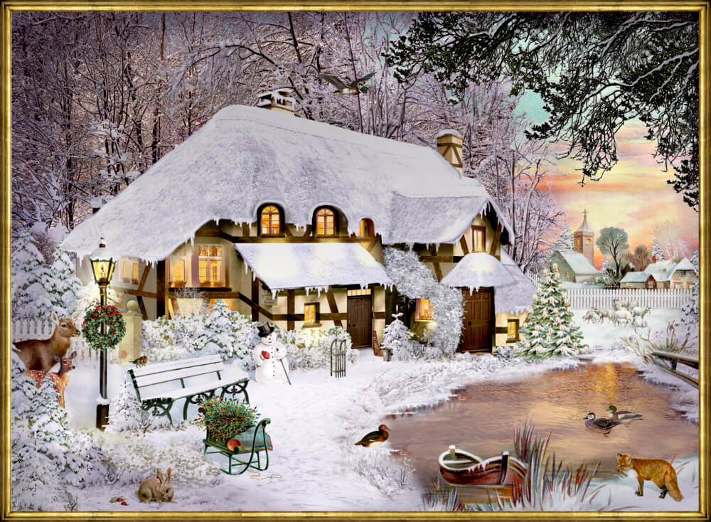 4050003953212xYtKB0D7AzzQm Winterliches Cottage, A4 Wand-Adventskalender (Barbara Behr)