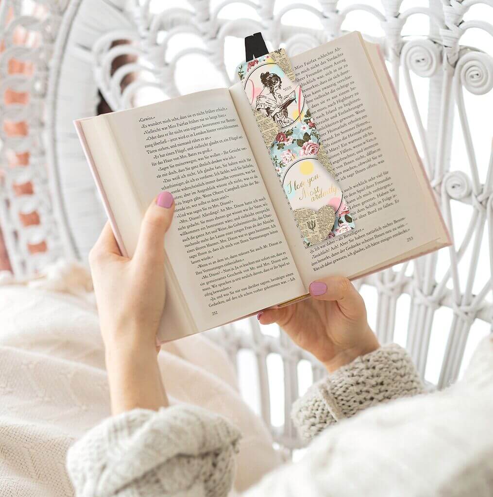Just One More Chapter Lesezeichen mit Band Jane Austen Vintage