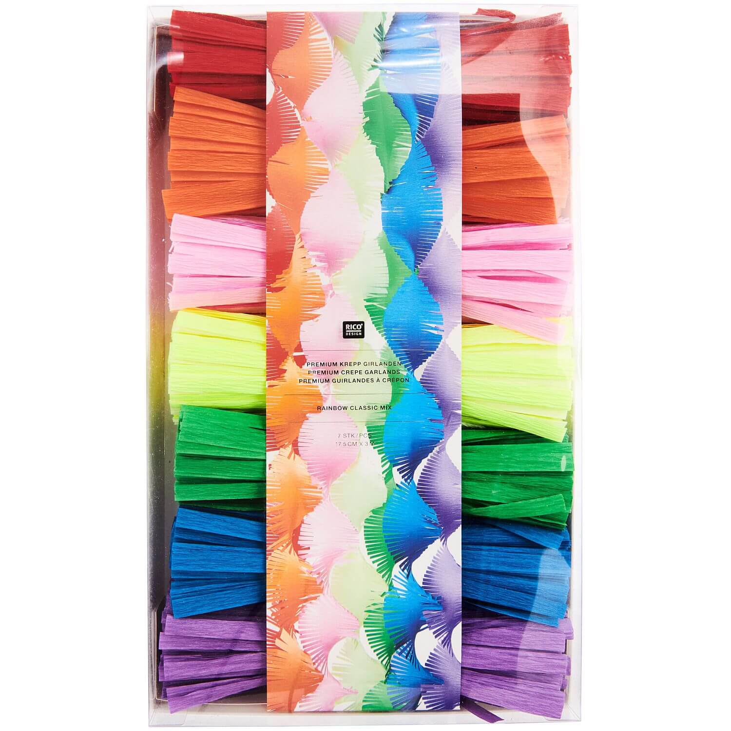 Krepp Girlanden, gedreht, Regenbogen Klassik Mix
