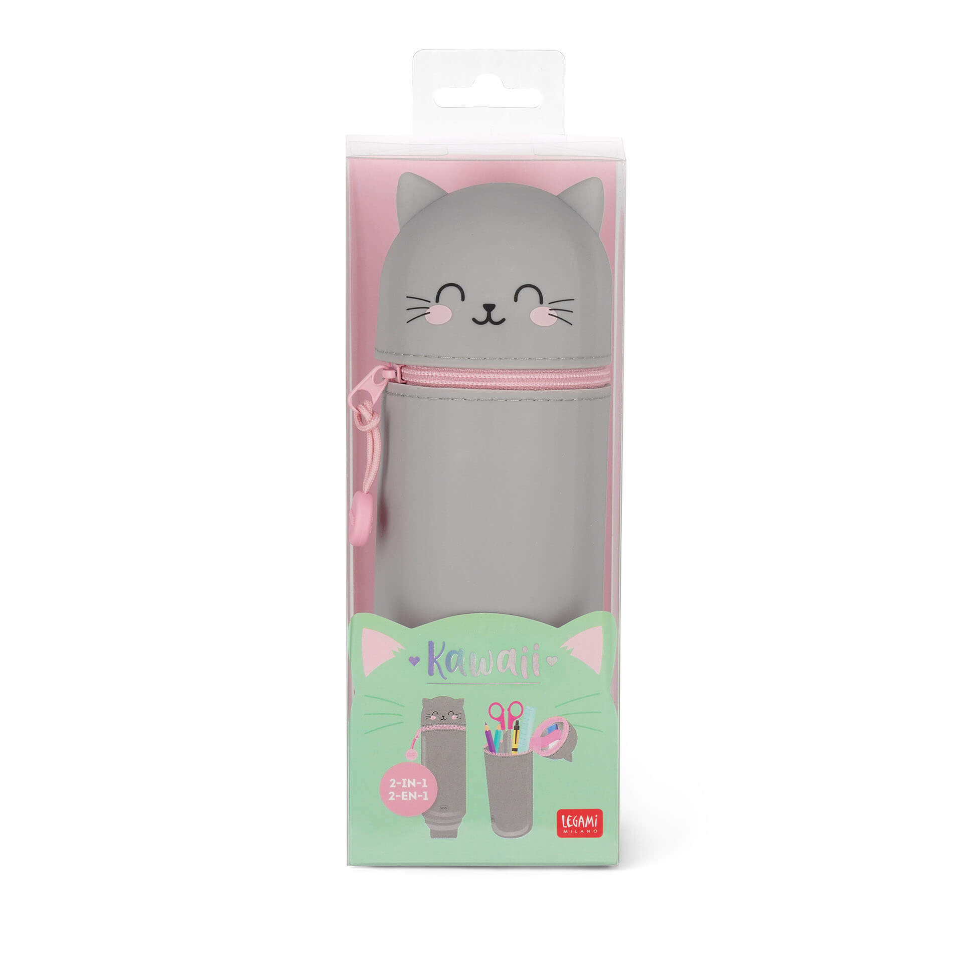 Federmäppchen Katze 2 in 1 aus weichem Silikon