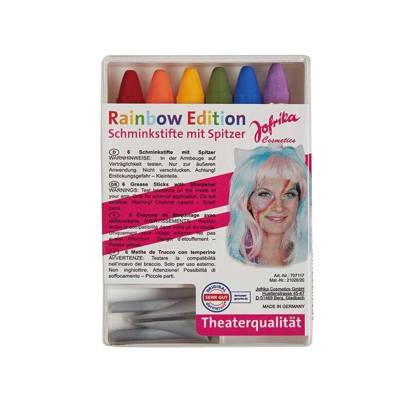 6 Schminkstifte Regenbogen mit Spitzer