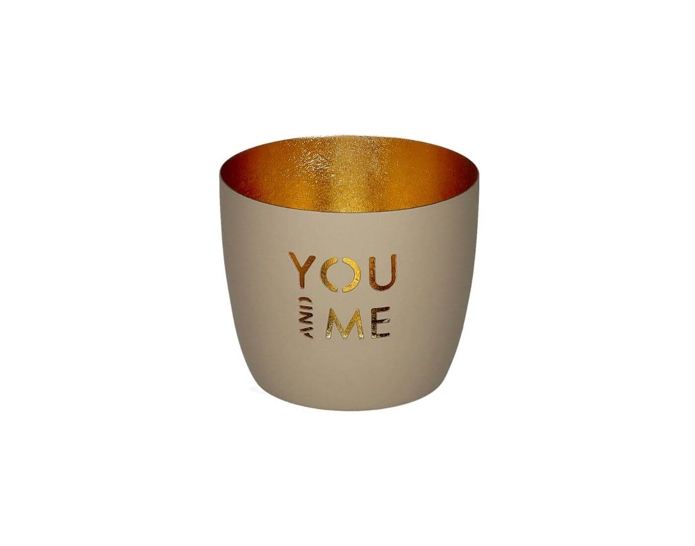Madras, Windlicht, M, Motiv: You and me, sandstone/gold