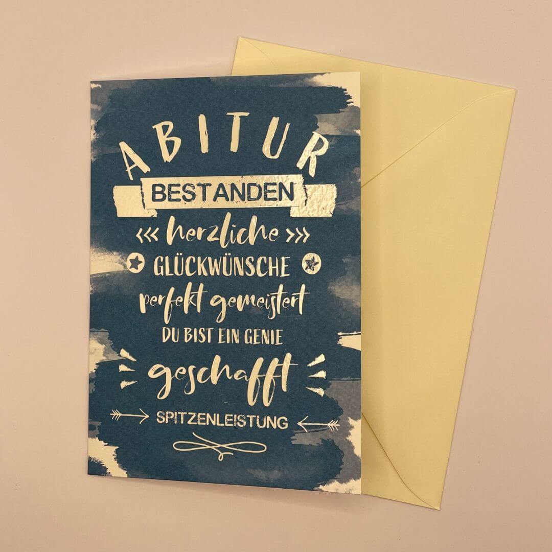Grußkarte "Abitur bestanden" mit Umschlag
