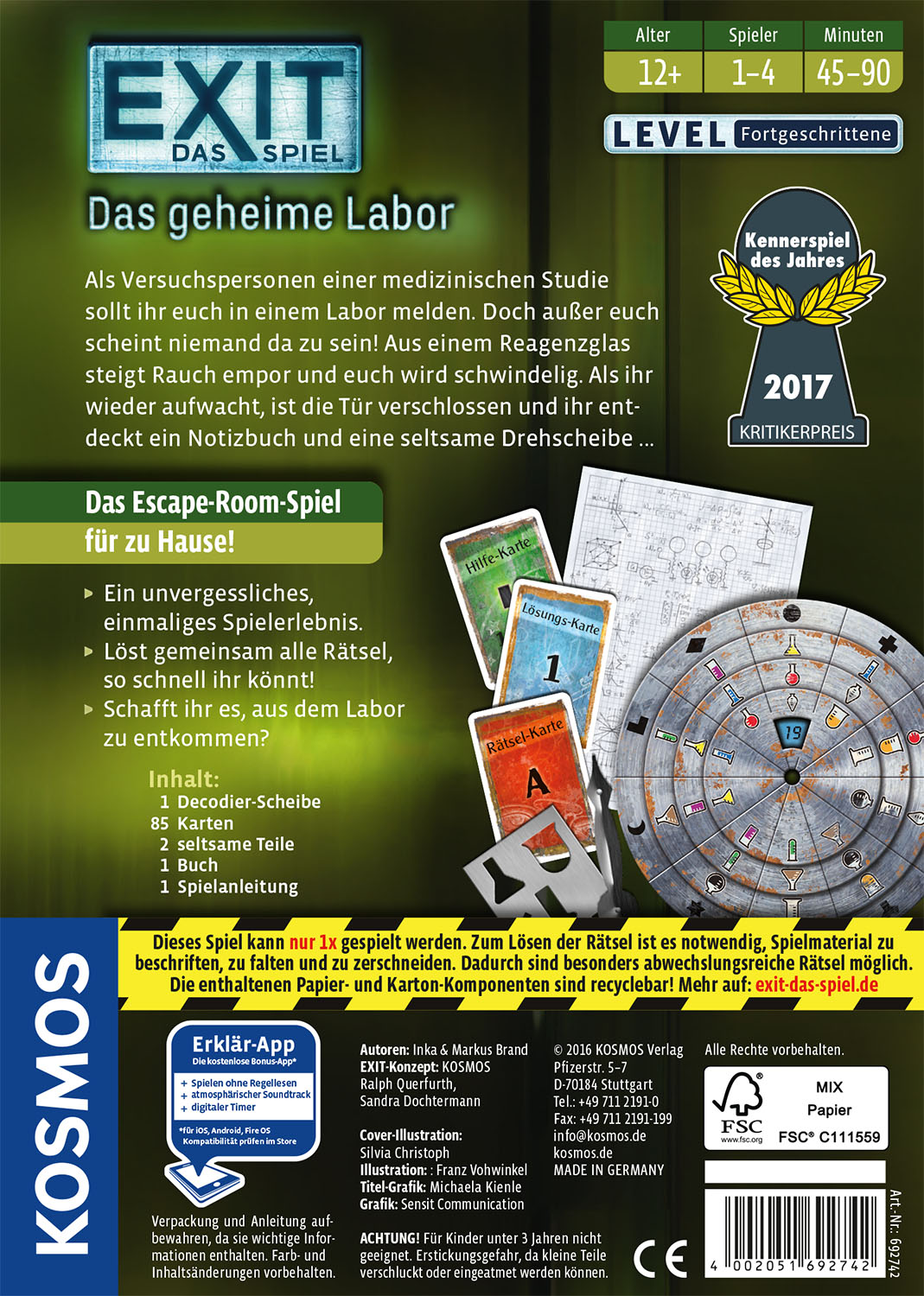 EXIT - Das Spiel: Das geheime Labor (Level: Fortgeschrittene)