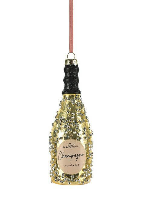 Hänger Flasche Champagner mit Strasssteinen gold