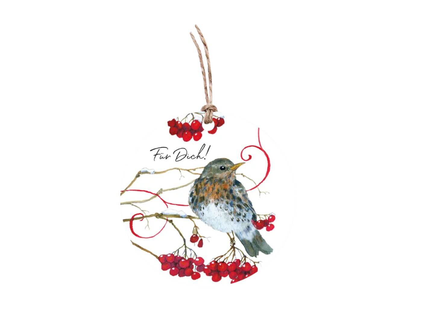 Geschenkanhänger mit Band Wintervögel Für Dich
