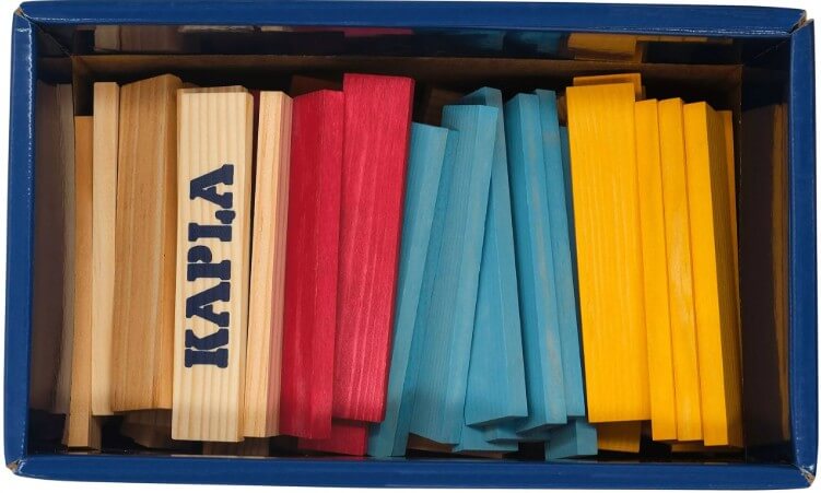 KAPLA - 200er Box - Sommer Edition - Blau, Gelb, Rot, Natur